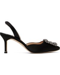 Manolo Blahnik - Chaussures À Talon Aiguille Hangisli Noires À Bride Arrière - Lyst