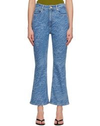 Ganni - Straight 3D Laser Betzy Cropped Jeans - Lyst