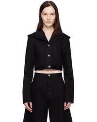 Alaïa - Cropped Hooded Denim Jacket - Lyst