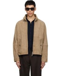 HUGO - Tan Goatskin Suede Jacket - Lyst