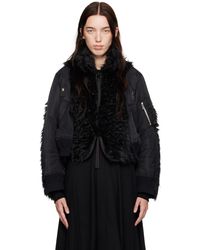 Sacai - Faux Fur & Nylon Twill Bomber Jacket - Lyst