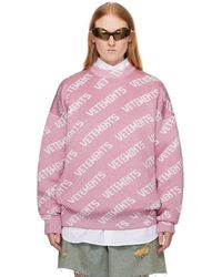 Vetements - Pull rose à motif à logo en tricot jacquard - Lyst