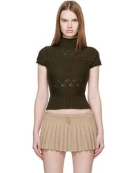 GUIZIO - Khaki Vivienne Short Sleeve Cable Turtleneck - Lyst