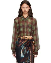 Dries Van Noten - Burgundy Loose Lurex Shirt - Lyst