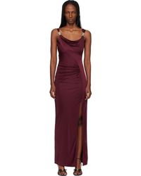 Versace - Burgundy Viscose-Jersey Draped Maxi Dress - Lyst