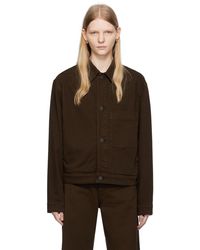 Lemaire - Brown Boxy Denim Jacket - Lyst