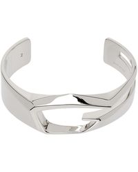 Givenchy - Bracelet manchette argenté à découpe à logo - Lyst