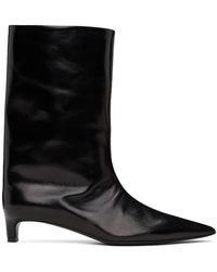 Jil Sander - Black Leather Heeled Boots - Lyst