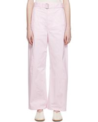Lemaire - Pink Light Belt Twisted Trousers - Lyst
