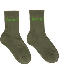 Acne Studios - Khaki Logo Socks - Lyst