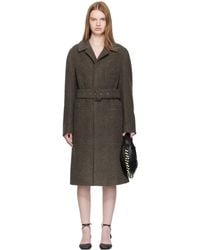 Lemaire - Khaki Belted Tailored Coat - Lyst
