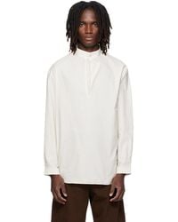 Lemaire - Off- Sailor Washed Cotton Silk Blend Shirt - Lyst