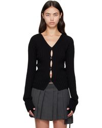 Acne Studios - ブラック ボタンアップ リブ カーディガン - Lyst
