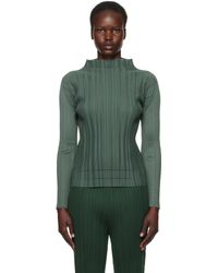 Pleats Please Issey Miyake Soft Pleated Top in Green | Lyst 