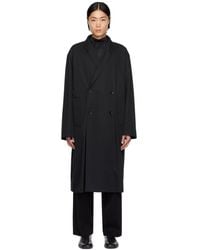 Lemaire - Black Wrap Collar Trench Coat - Lyst