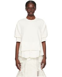 Sacai - Off-white Paneled Denim Shirt - Lyst