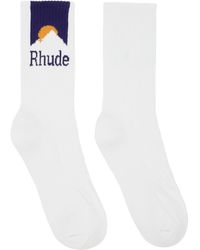 Rhude - White & Navy Mountain Logo Socks - Lyst