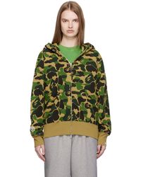 A Bathing Ape - Pull À Capuche Kaki À Motif Camouflage Abc Et À Requin Emblématique - Lyst