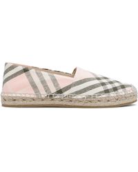 Burberry - Espadrilles Mews Rose Et Kaki À Carreaux - Lyst