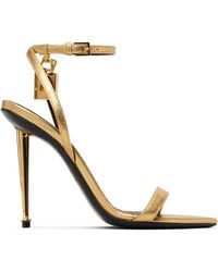 Tom Ford - Laminated Padlock Pointy Naked Heeled Sandals - Lyst