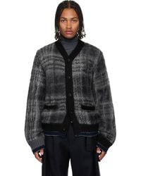 Sacai - Plaid Mohair Knit Cardigan - Lyst