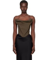 Magda Butrym - Corset Sans Bretelles Brun À Effet Drapé - Lyst