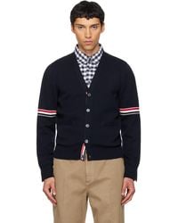 Thom Browne - Cotton Milano Stitch V-Neck Cardigan - Lyst