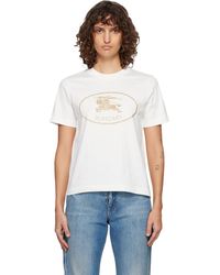 Burberry - Off- Knight Stamp Cotton T-Shirt - Lyst