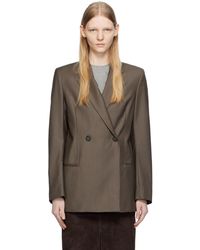 Totême - Toteme Gray Double-breasted Blazer - Lyst