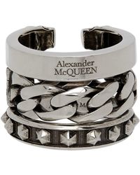 Mens Jewellery Rings for Men Metallic Save 11% Alexander McQueen Curb-chain Two-tone Ring in Silver 