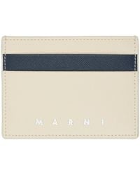 Marni - Off-white & Navy Saffiano Leather Card Holder - Lyst