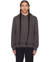 Fred Perry - F perry pull à capuche gris à rayures aux poignets - Lyst