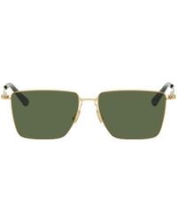 Bottega Veneta - Gold Ultrathin Rectangular Sunglasses - Lyst