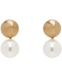 Ferragamo - Boucles d'oreilles dorées à pendentif à perle - Lyst