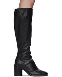 Maison Margiela - Black Leather Tabi Tall Boots - Lyst