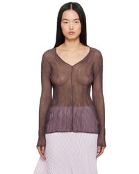 Issey Miyake - Haut January Twist 1 Brun En Crêpe Chiffon - Lyst