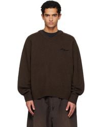 Acne Studios - Pull Brun En Laine À Col En V - Lyst