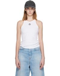 Marine Serre - Débardeur Blanc En Jersey Côtelé À Logo De Lune - Lyst