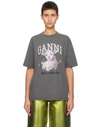 Ganni - T-shirt future gris à image - Lyst