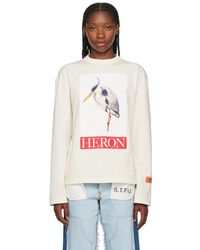 Heron Preston - T-shirt à manches longues blanc cassé à image - Lyst