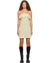 Ganni - Beige Ruched Minidress - Lyst
