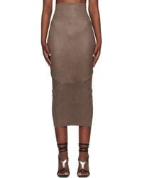 Rick Owens - Temple Dirt Pilla Leather Midi Skirt - Lyst