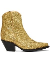 R13 - Gold Skinny Ankle Cowboy Boots - Lyst