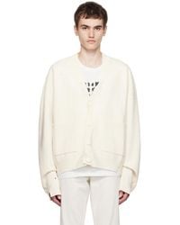 MM6 by Maison Martin Margiela - Off-white Distressed Cardigan - Lyst