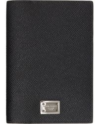 Dolce & Gabbana - Étui pour passeport noir en cuir de veau à plaque à logo - Lyst