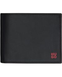 HUGO - ブラック Stacked Logo レザー 財布 - Lyst
