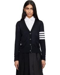 Thom Browne - Merino Wool 4-Bar Relaxed Fit V-Neck Cardigan - Lyst