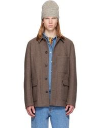 Dries Van Noten - Taupe Wool Melton Jacket - Lyst