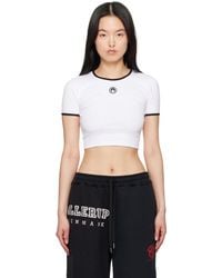 Marine Serre - ホワイト Moon ロゴ ジャージ クロップド Tシャツ - Lyst