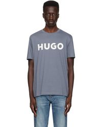 HUGO - T-shirt bleu à logo imprimé - Lyst